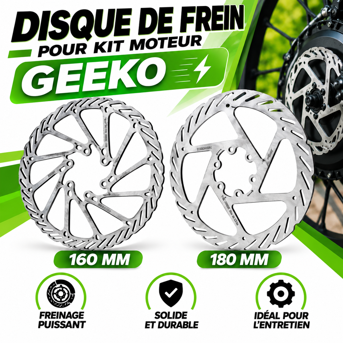 Disque de frein pour kit moteur Geeko – 160 mm / 180 mm EcoCycle Mobilité